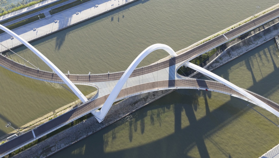 grand canal gateway bridge completed by zaha hadid architects