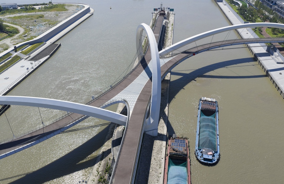 grand canal gateway bridge completed by zaha hadid architects