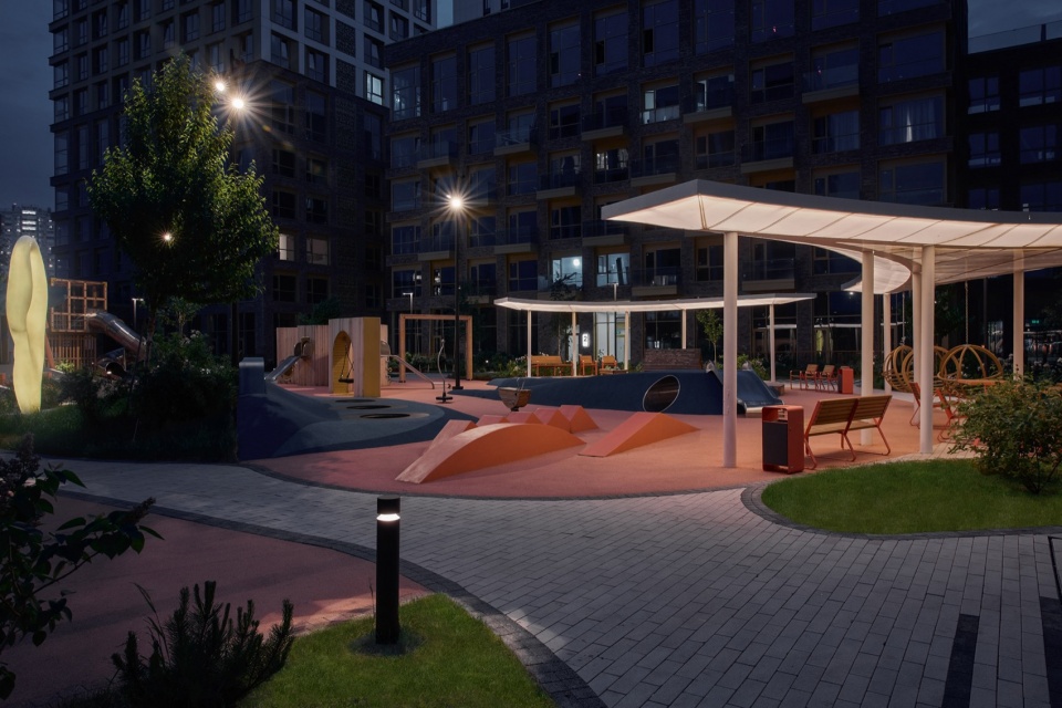 courtyard of wow residential complex by architectural bureau vesch