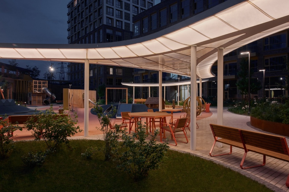 courtyard of wow residential complex by architectural bureau vesch