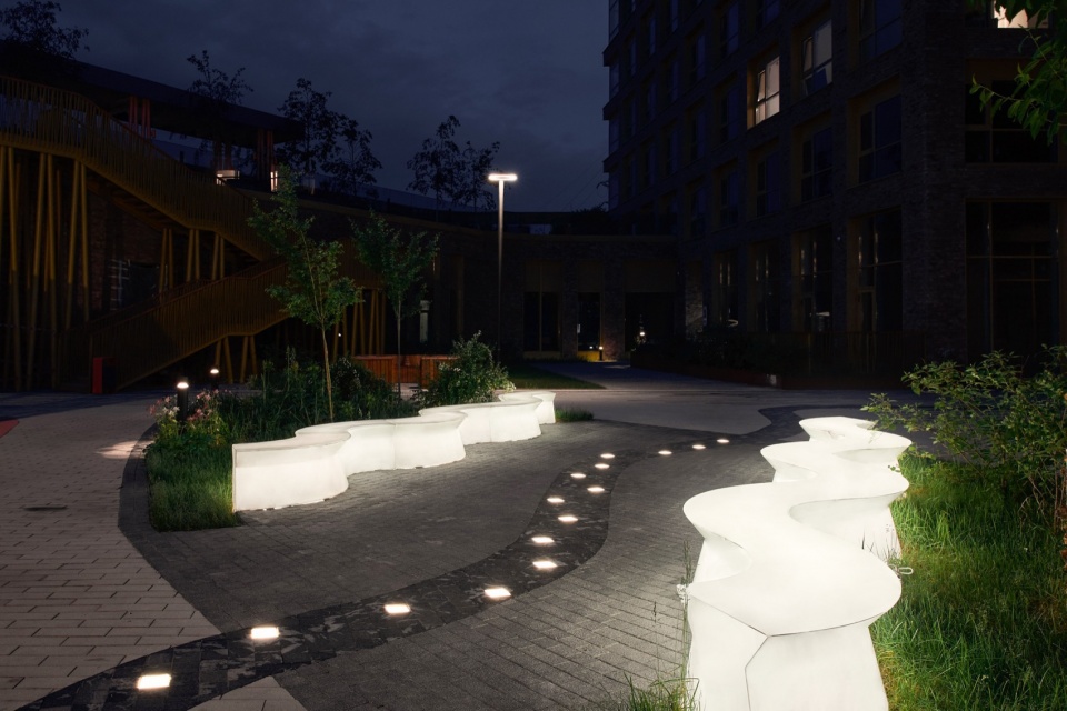 courtyard of wow residential complex by architectural bureau vesch