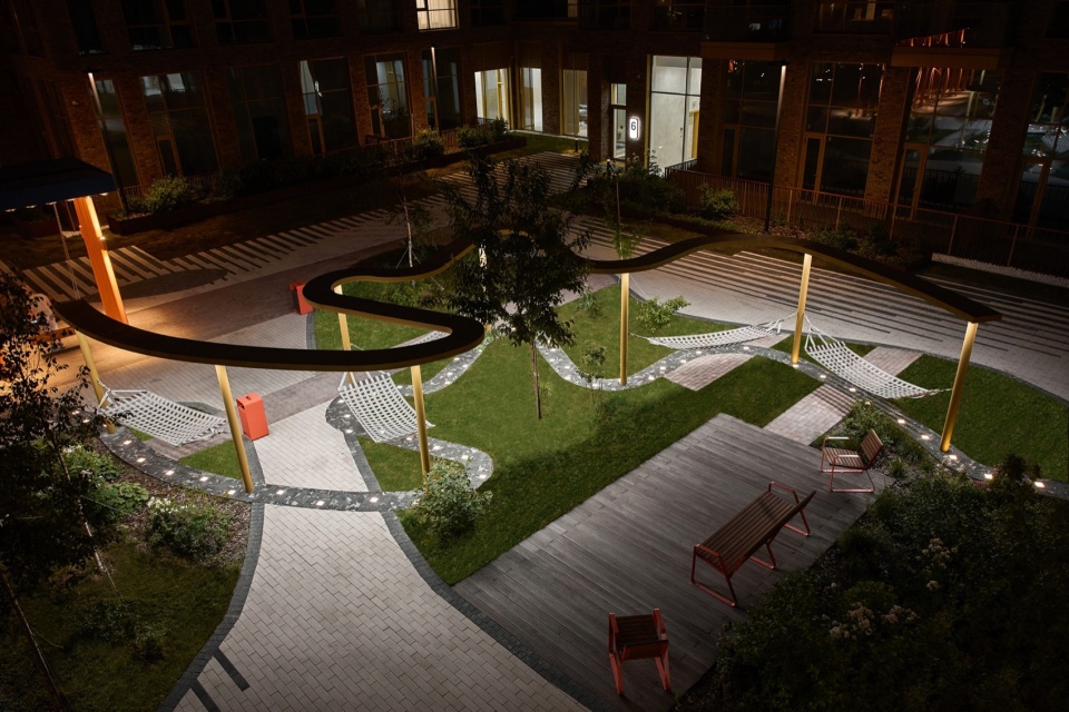 courtyard of wow residential complex by architectural bureau vesch