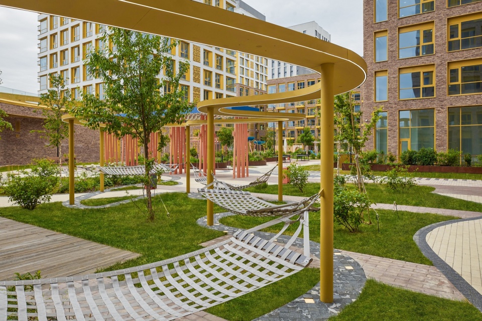 courtyard of wow residential complex by architectural bureau vesch