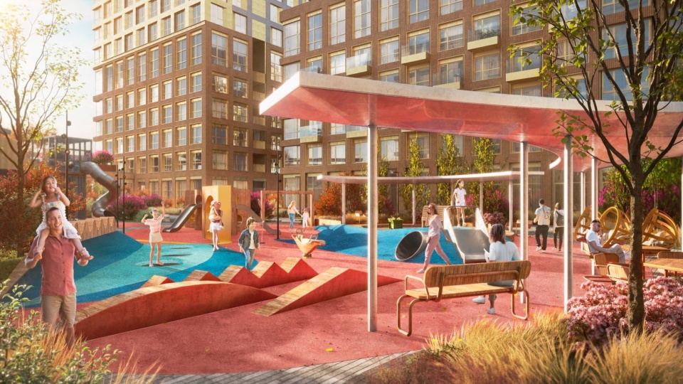 courtyard of wow residential complex by architectural bureau vesch