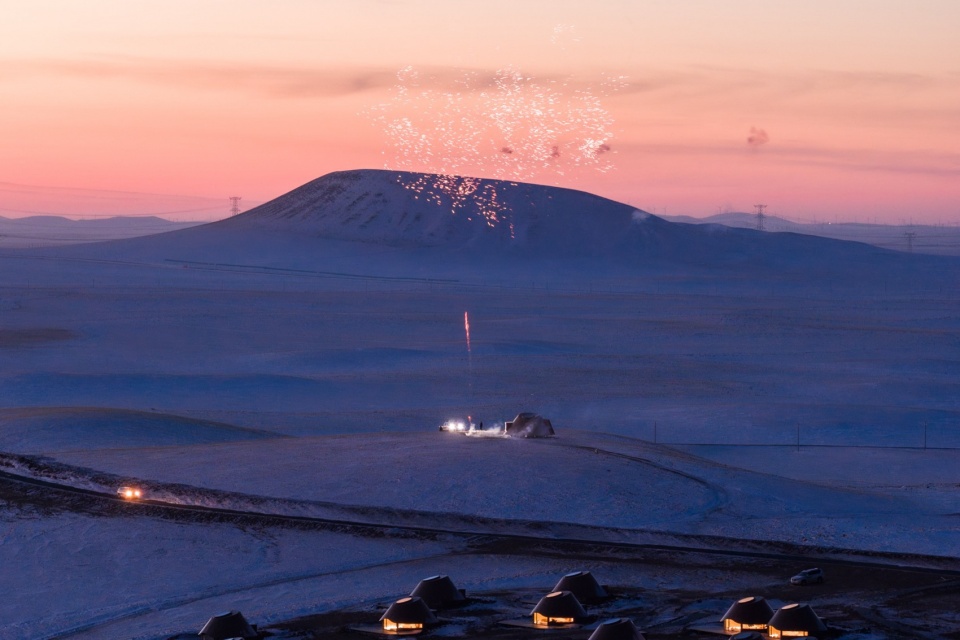 volcano in hotel of arrivals by plat asia
