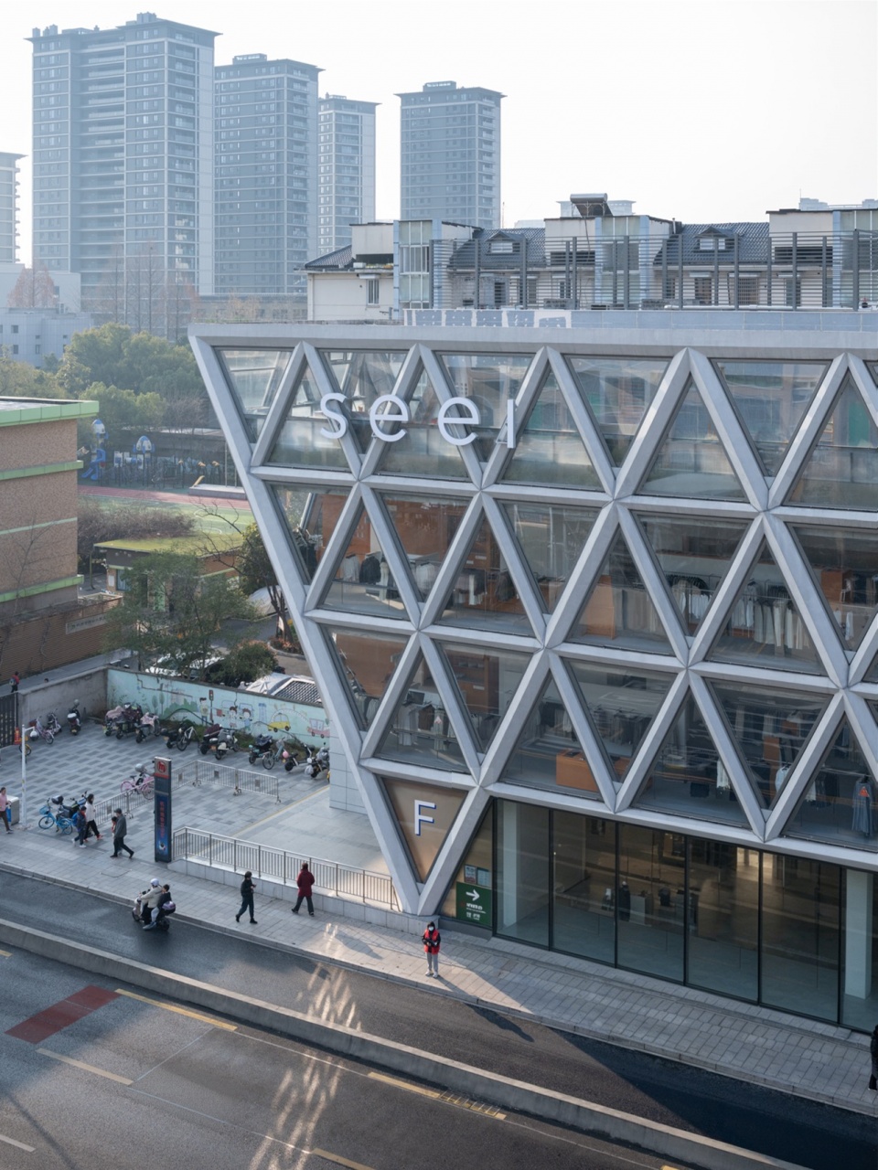 hangzhou xueyuan road tod station commercial building seei flagship store by gad